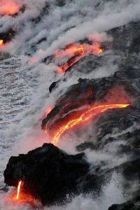 Lava flowing into Pacific Ocean