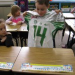 We passed around Ifo's jersey from his most recent game, the Alamo Bowl where the Ducks beat Texas.